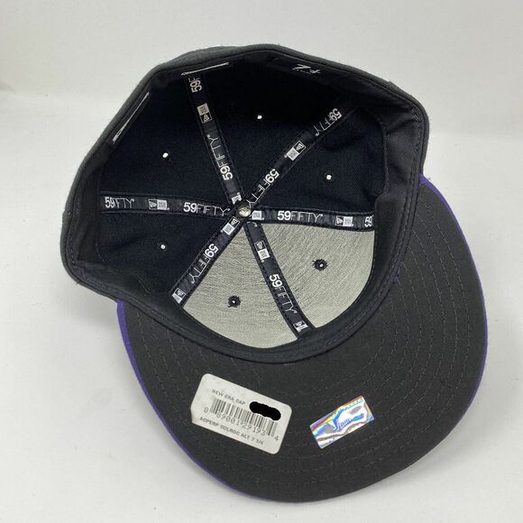 NWT Colorado Rockies Fitted Hat 7 1/4 Black Purple Alternate Cap MLB Baseball - Picture 8 of 8